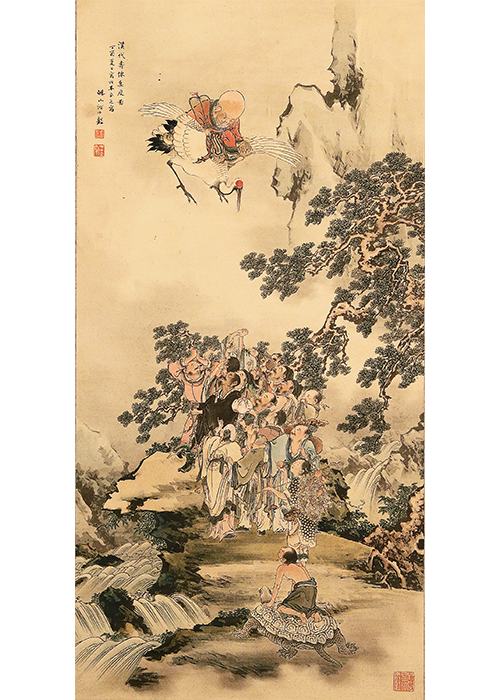 即納分ky8455〈河田小龍〉花籠図 幕末-明治時代の武士 画家 花鳥、鳥獣