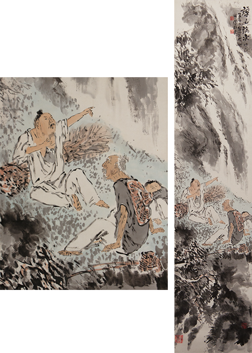 【真作 親子合作】橋本海関画 橋本関雪賛 山水画賛 橋本関雪箱書 絹本着色 明石藩最後の儒学者 竹内栖鳳門下 播磨 掛軸 絵画 Yahoo!オークション -「橋本関雪」(書) (美術品)の落札相場・落札価格