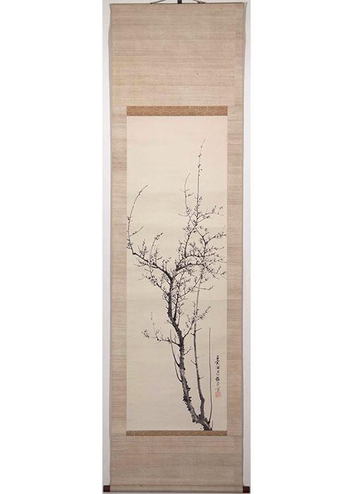 鑑定　尾張南画家・【山本梅逸】　墨梅図画賛　掛軸　江戸後期・文人画家・尾張画壇　真作 鑑定 尾張南画家・山本 梅逸 筆 花鳥図 掛軸 模写