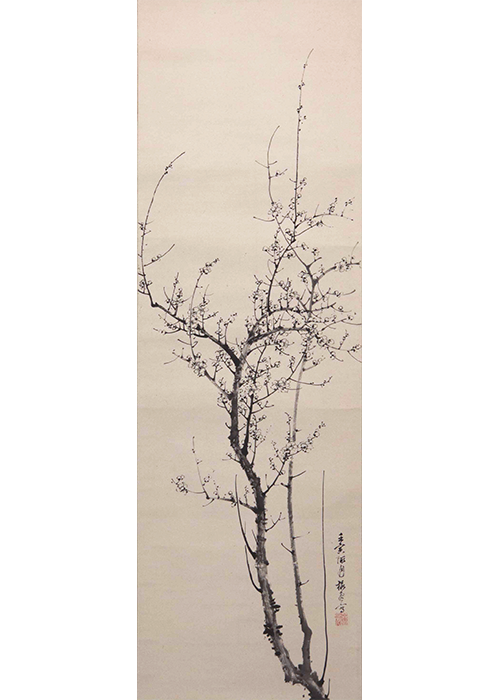 鑑定　尾張南画家・【山本梅逸】　墨梅図画賛　掛軸　江戸後期・文人画家・尾張画壇　真作 鑑定 尾張南画家・山本 梅逸 筆 花鳥図 掛軸 模写