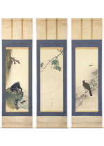 [:ja]吉村孝敬　(左)熊　(中)蜘蛛　(右)鷹　三幅対[:en]Yoshimura Kokei / 3 Hanging scrolls of Hawk, Spider and Bear[:]