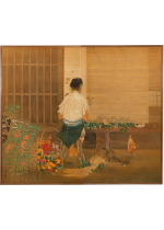 [:ja]柴原魏象　憩い 屏風 二曲半双[:en]Shibahara Gisho / Rest, A half of two-panel folding screen[:]