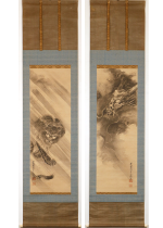 [:ja]石川大浪　龍虎 双幅[:en]Ishikawa Tairo / Two hanging scrolls of Tiger and Dragon[:]
