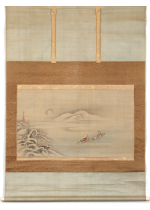 [:ja]英一蝶　雪夜行舟図 大幅[:en]Hanabusa Itcho / Boat Sailing on a Snowy Night[:]