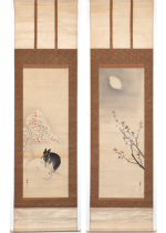 [:ja]長沢芦雪　雪月花図 双幅[:en]Nagasawa Rosetsu / Tow hanging scrolls of Snow, Moon and Flowers[:]