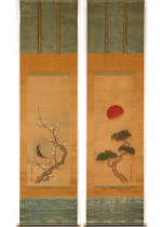 [:ja]土佐光孚　日月図 双幅[:en]Tosa Mitsuzane / Two hanging scrolls of Sun and Moon[:]